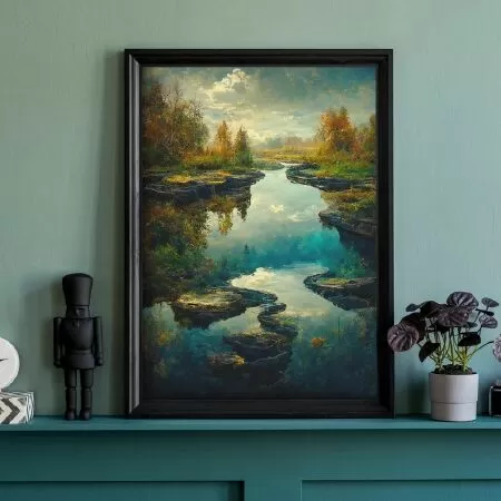 Great Pyramid of Giza Digital Landscape Painting Printable Wall Art, Digital Download
