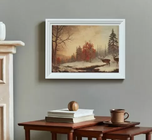 Vintage Winter Forest Landscape Printable Wall Art, Vintage Digital For Home Decor, Farm House Decor