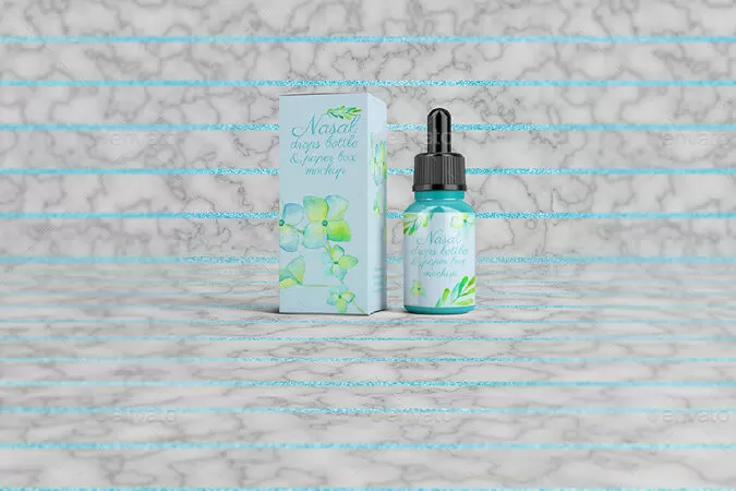 Nasal Drops Bottle/ Paper Box Mockup
