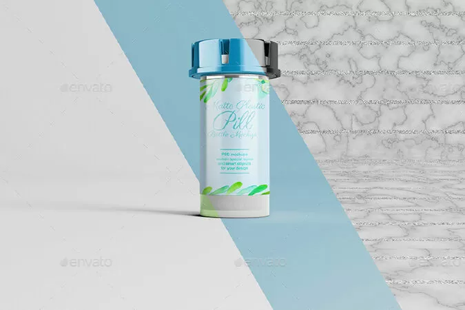 Matte Plastic Pill Bottle Mockup 03