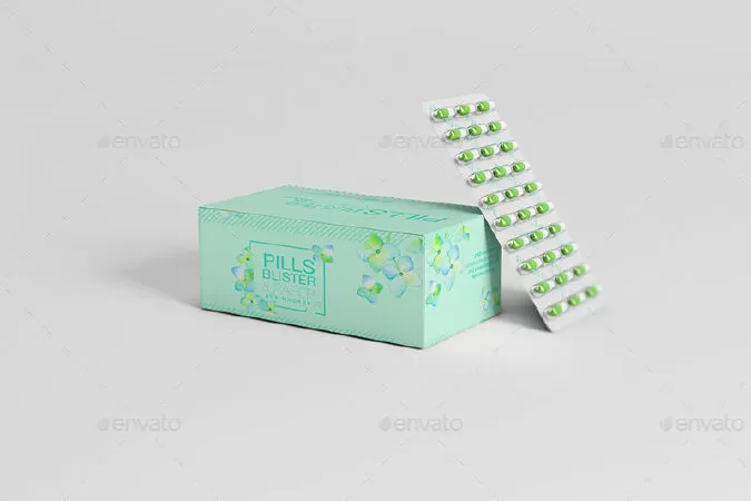 Pills Blister/ Paper Box Mockup