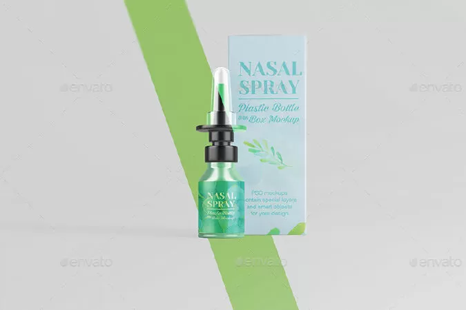 Nasal Plastic Bottle With Box Mockup