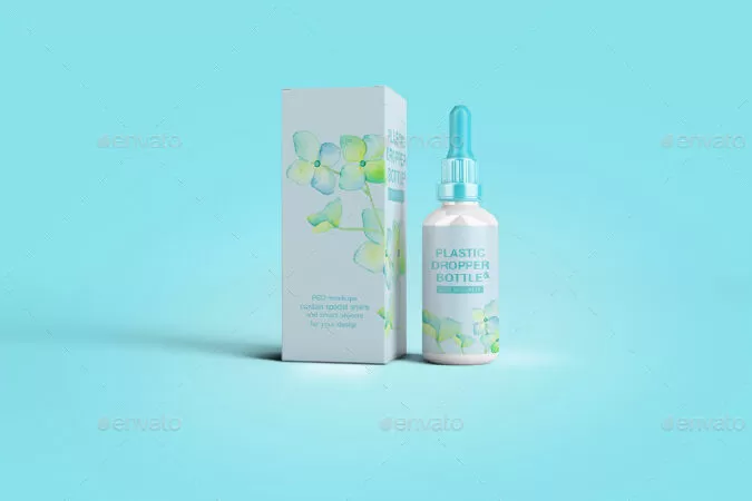 Plastic Dropper Bottle/ Paper Box Mockup