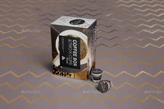 2 K-Cups/ Coffee Box Mockup