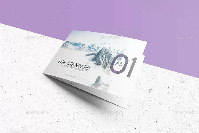 3xA5 Landscape Trifold Brochure Mock-up