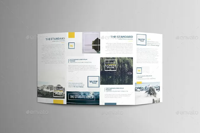 Four Panel Roll Fold Brochure Mockups
