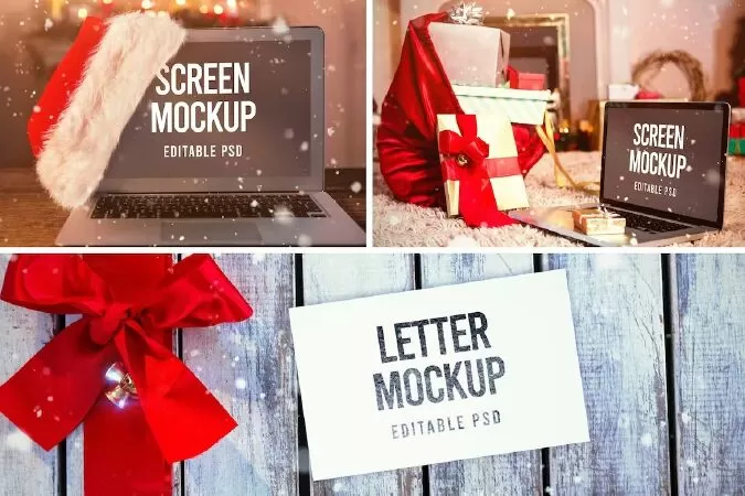 Christmas Device and Letter Mockup Set