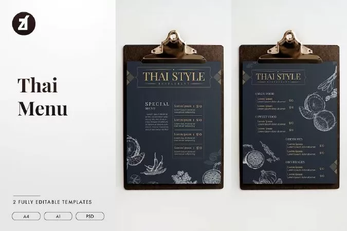 Thai style menu template