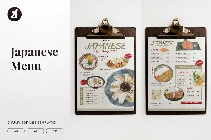 Japanese menu template