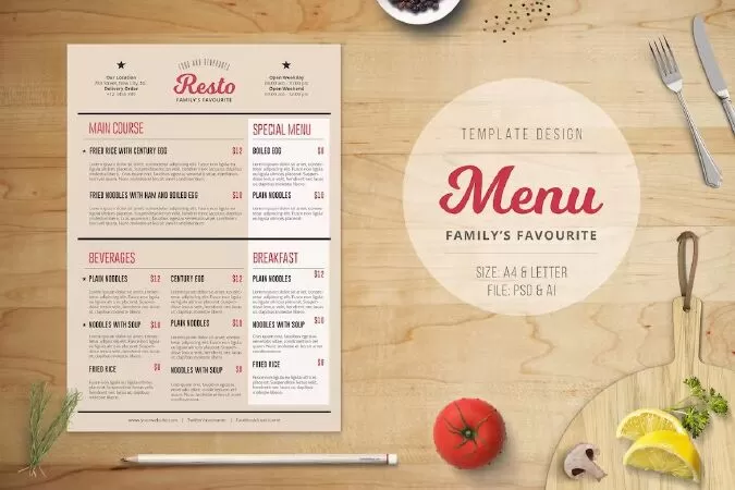 Family Resto Menu Template