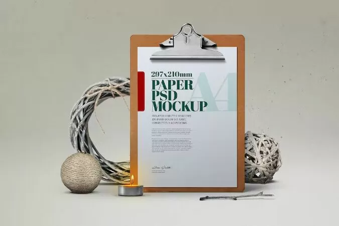 Christmas A4 Flyer Clipboard Christmas Mockup