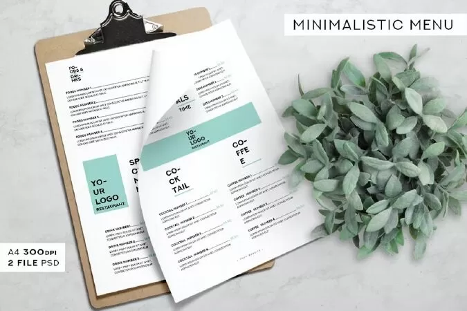 Minimalistic Menu Templates