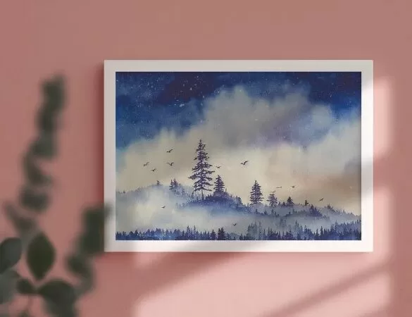 Watercolor Winter Landscape Digital Backgrounds