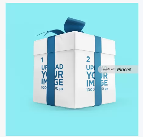 Mockup of a Customizable Gift Box With a Big Colored Ribbon