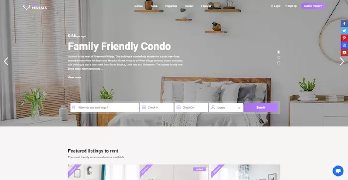 WP Rentals - Booking Accommodation WordPress Theme