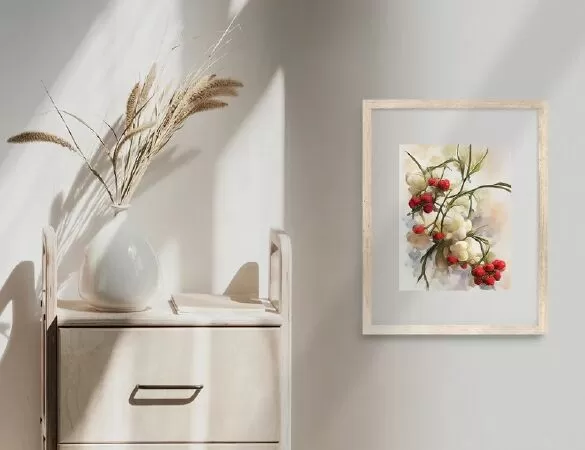 Winter Flowers Watercolor Digital Backgrounds, Floral Art Printable Wall Art, Flowers wall art