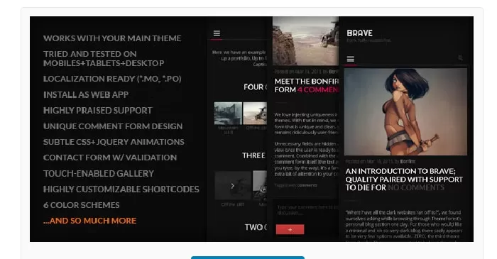 BRAVE - A dark, clean, fully responsive WP theme