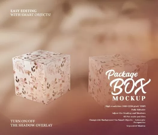 Gift Box Mockup, Square Box Mockup 09