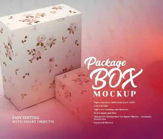 Package Box Mockup 03, Gift Box Mockup, Packaging Mockups