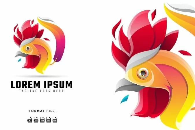 Colorful Chicken Gradient Logo Template