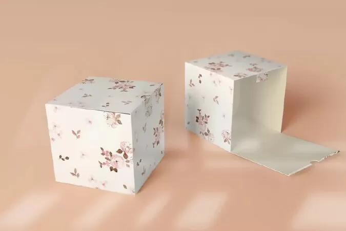 Square Box Mockup With Open Lid, Package Box Mockup, Packaging Mockup