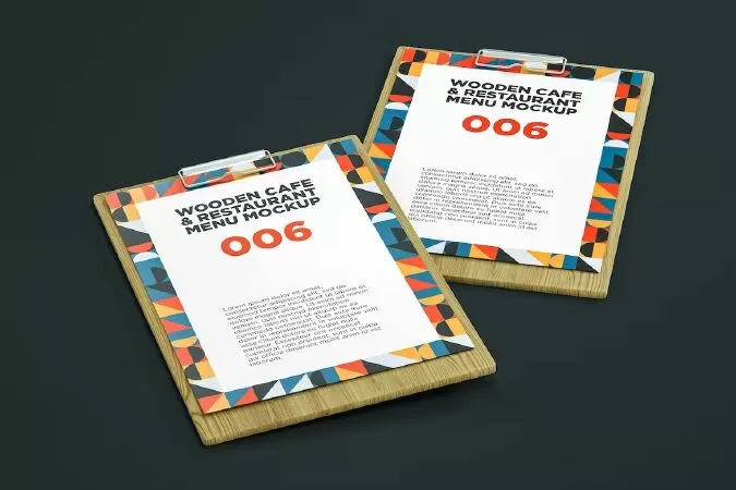 Wooden Cafe & Restaurant Menu Mockup 006