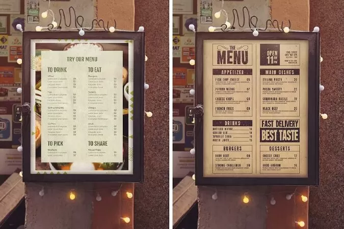 Menu Vertical Mockup