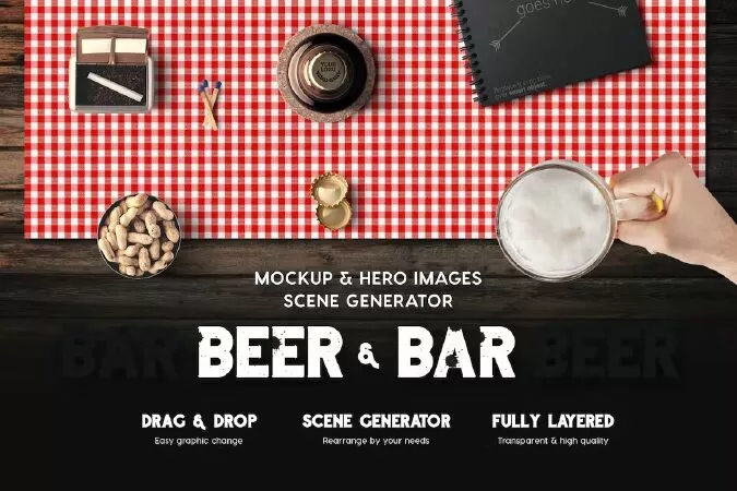 Beer & Bar Mockup & Hero Images Scene Generator