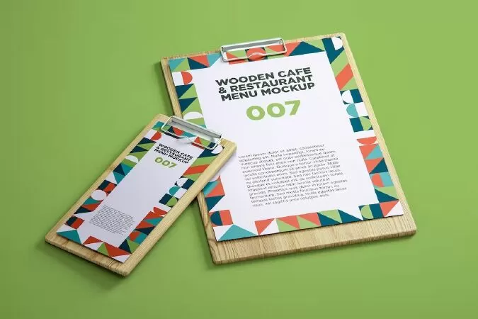 Wooden Cafe & Restaurant Menu Mockup 007