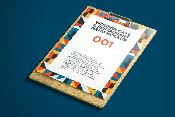 Wooden Cafe & Restaurant Menu Mockup 001