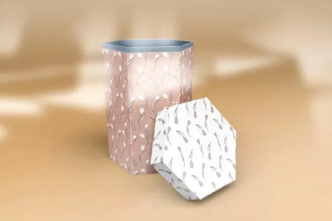 Hexagonal Box Mockup With Lid, Package Box Mockup, Packaging Mockup