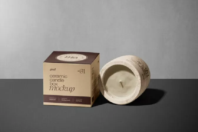 Candle and Box Mockup