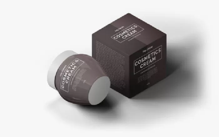 Cosmetic Cream Jar and Box Mockup