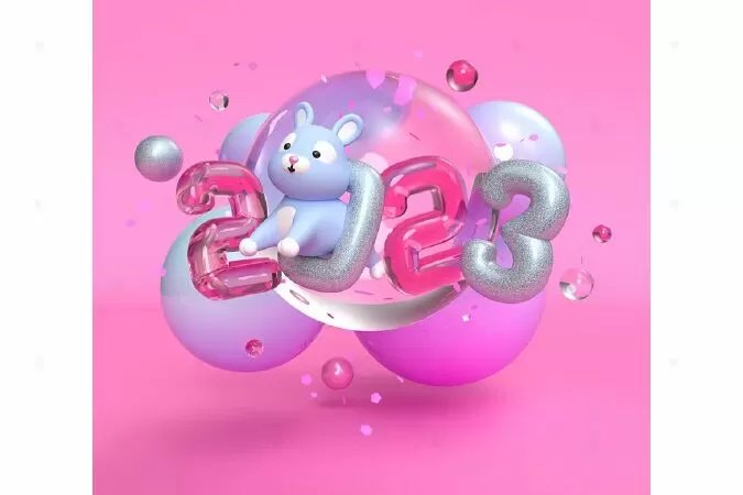 Happy New Year 2023 Colorful 3d Illustration