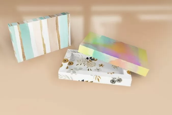 Paper Gift Box Mockup With Lid on Top, Packaging Boxes Mockup, Package Box Mockup, Packaging Mockup