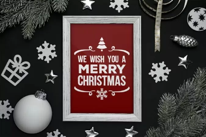 Christmas picture frame mockup
