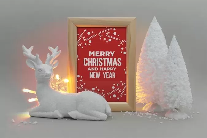 Christmas picture frame mockup