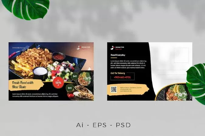 Food Restaurant Postcard Design