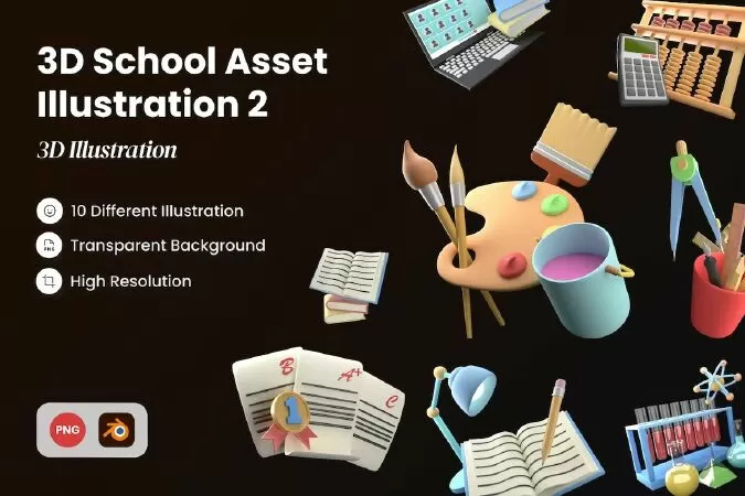 3D School Asset Illustration 2