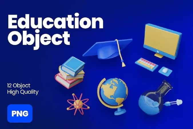 Education Object 3D Illustrations
