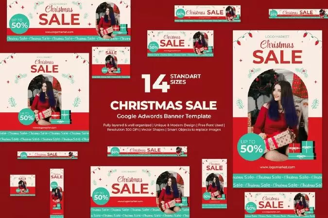 Merry Christmas Sale Banners Ad