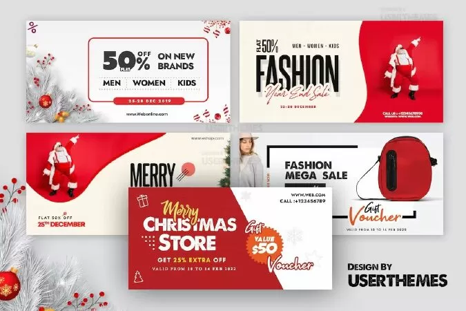 Merry Christmas Set of Banners Template