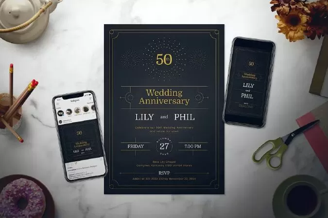 Wedding Anniversary Flyer Set