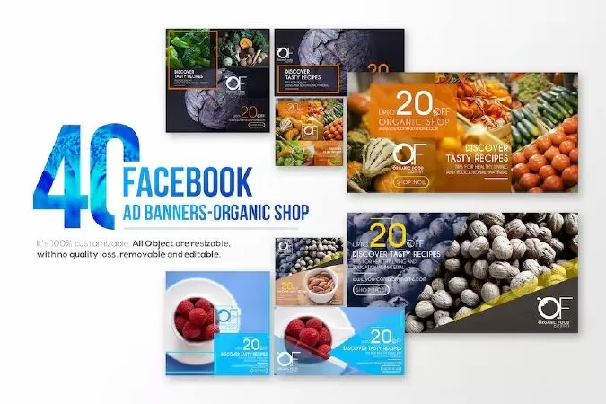 40 Facebook Ad Banners-Organic Shop by Wutip