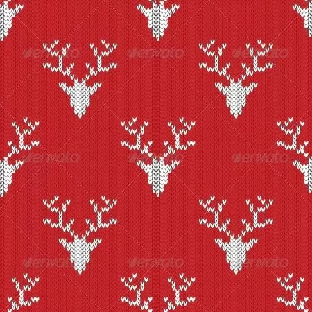 Red Knitted Sweater with Deer Seamless Pattern – Svetolk