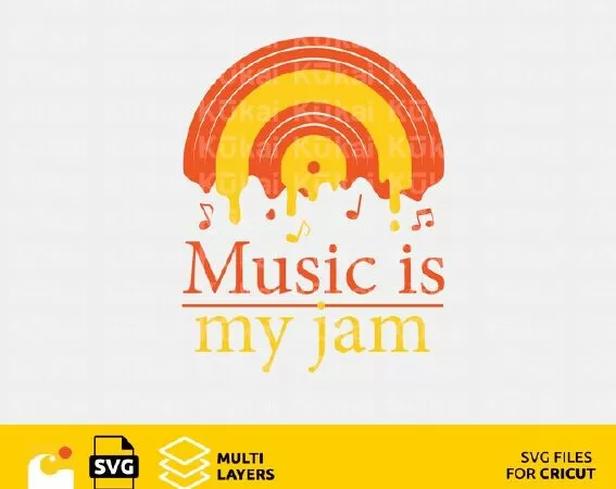 Music is my jam, Vinyl record svg design files for Cricut