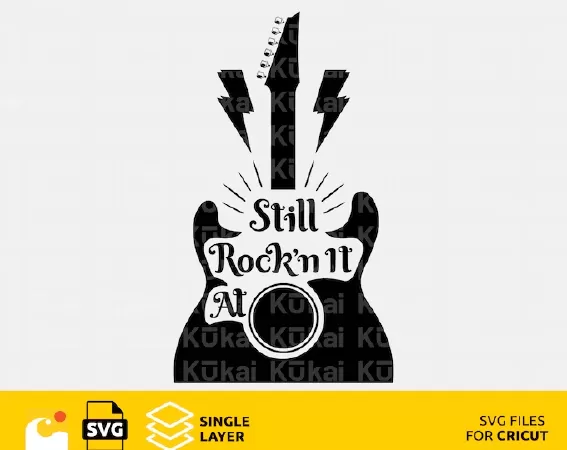 Electric Guitar svg design files for Cricut, Birthday Card Svg