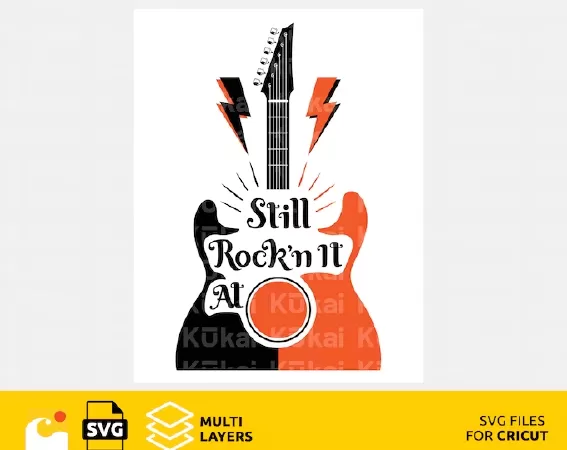 Electric Guitar svg design files for Cricut, Birthday Card Svg