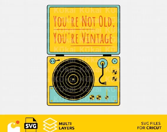 Retro music player svg design files for Cricut, Birthday Card Svg