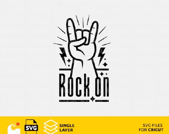 Rock on hand Svg design files for Cricut